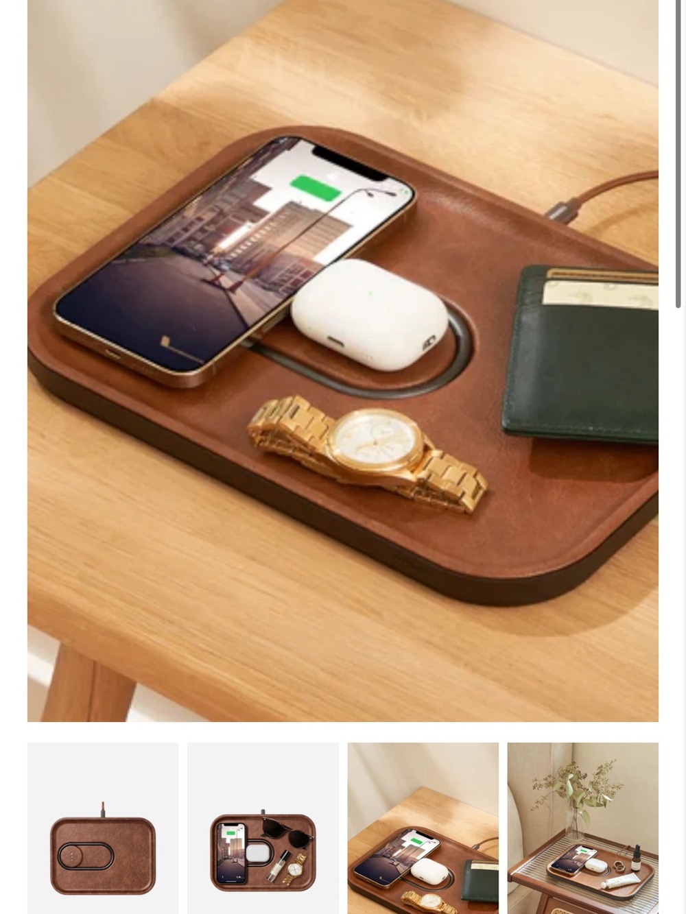 Leather Catchall Valet Tray in Brown - Brand